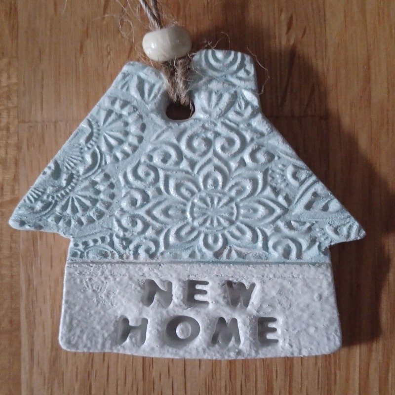 New Home Clay Hanging Gift - Pale Blue