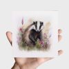 Notelet Card of a Badger For Anyone Any Occasion Card For Her or For Him Card For Birthday or Easter Card Thank You Card - Square (6x6) / Blank Message