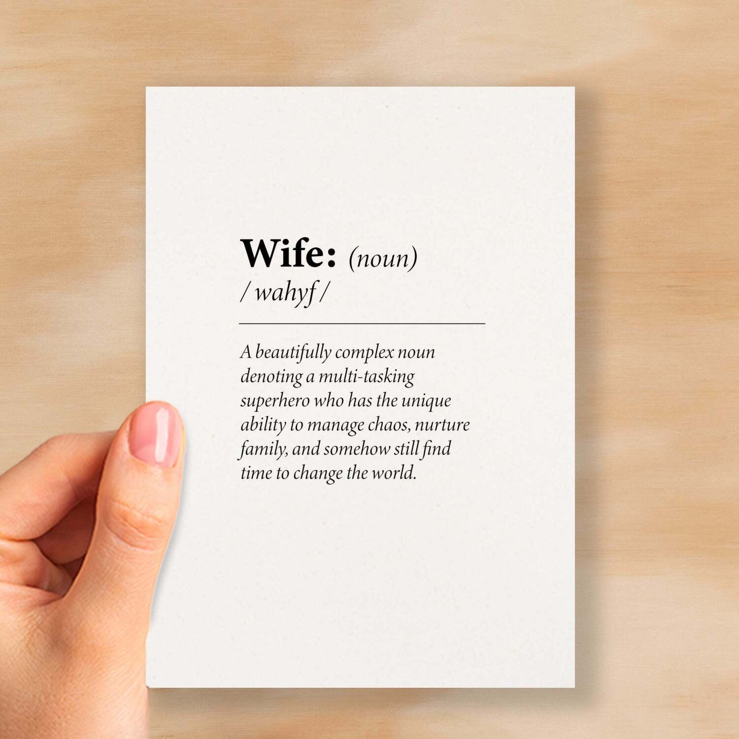 Birthday Card For Wife Fun Dictionary Quote Card For Wife Custom Message Card For Wife Funny Birthday Card For Wife - Small (4x6) / Blank Message