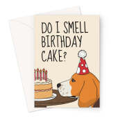 Beagle Dog Birthday Card - Do I Smell Cake