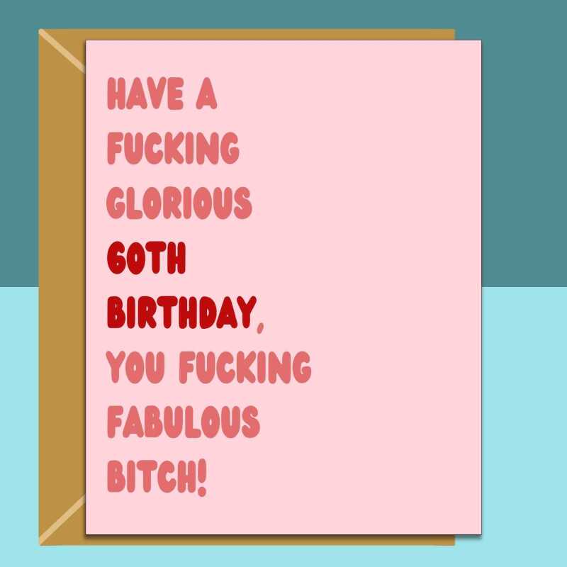 Funny 60th Birthday Card - Personalised - For Her or Him - Perfect greetings card for mum, aunt, friend, sister, anyone turning 60 years old - Blank inside - Small