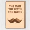 The man, the myth, the beard, tache, moustache funny Valentine's Day card for hairy male, boyfriend, husband (Size A6/A5/A4/Square 6x6") - A6: Single card - Beard