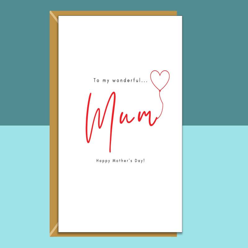 Mother's Day Card Personalised inside for your Mum - Perfect Greetings Card this Mothers Day - Blank inside - Regular