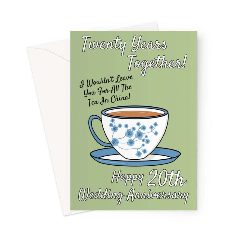 20th Wedding Anniversary Card - China - A5 Portrait - 1 Card
