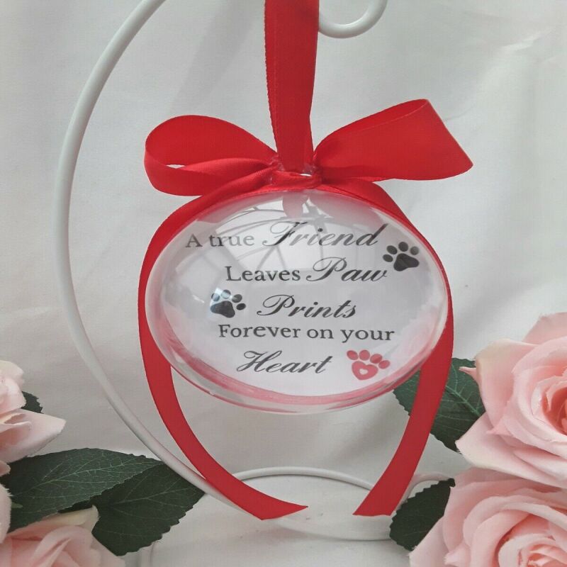 8 cm Beautiful Photo Bauble,Pet Bauble, Pet Christmas Ornament,Pet remembrance - Baby pink
