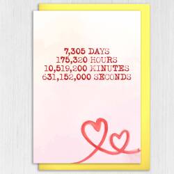 Personalised anniversary card: Days, hours, minutes and seconds - any wedding, anniversary date for wife, husband, Size A6/A5/A4/Square 6x6" - A6: Single card