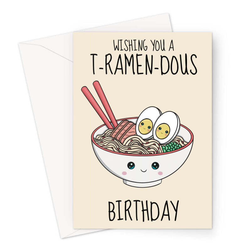 Cute Birthday Card - Ramen Noodles - A5 Portrait - 1 Card