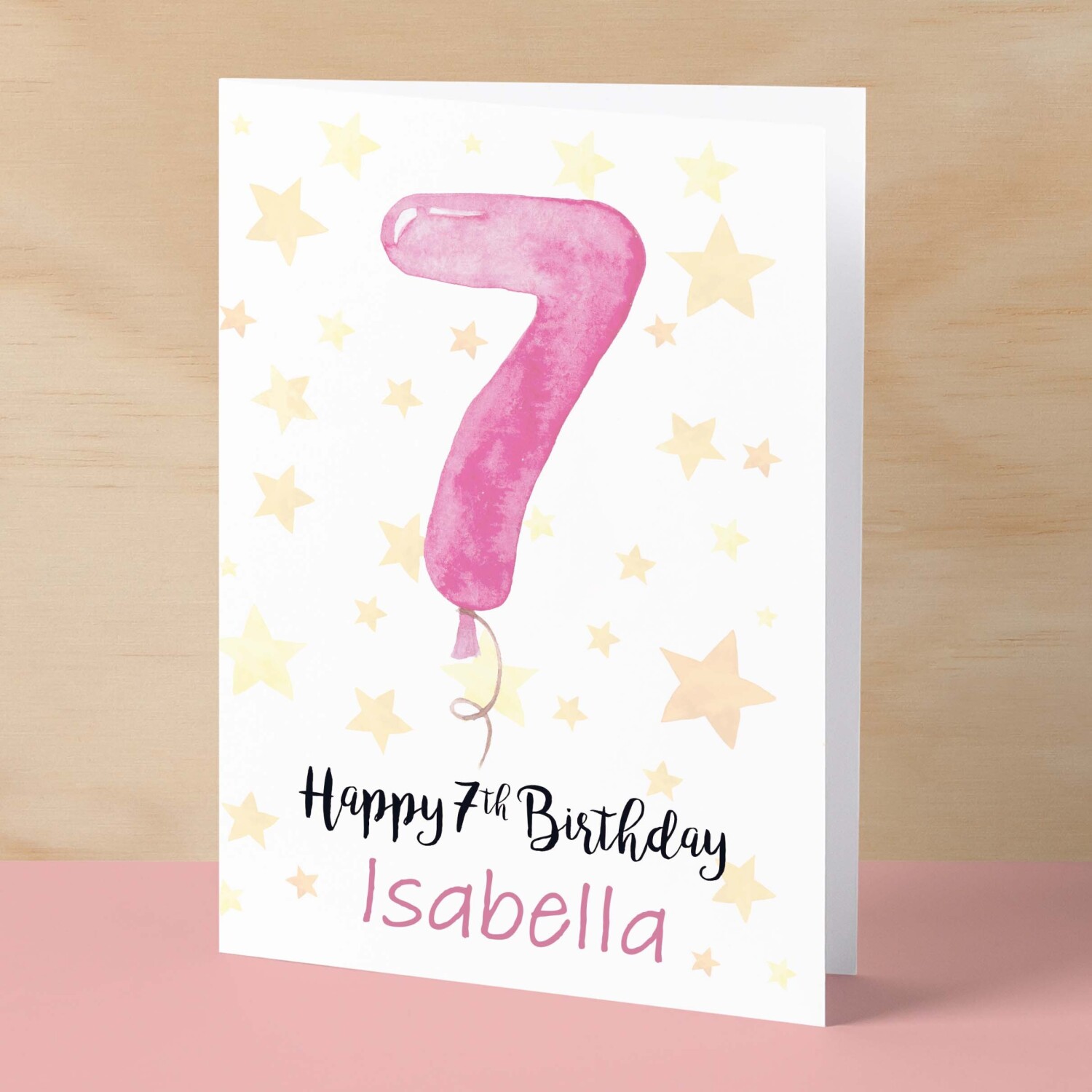 Personalised 7th Birthday Card For Girl Custom Name Card For Girl Seventh Birthday Card For Child Birthday Card for Girl Custom 7th Birthday - Small (4x6) / Blank Message