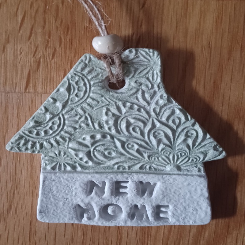 New Home Clay Hanging Gift - Pale Blue