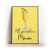 MIMOSA Art Print, High Gloss Print, Hand Drawn Cocktail Art, Home Decor, Home Bar Custom Drink Art Mimosa Cocktail - Hand Drawn, Art Work