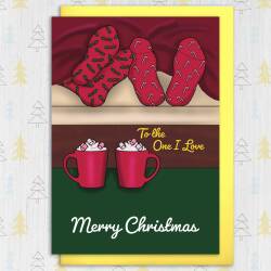 To the one I love. Merry Christmas personalised Holidays, Xmas, festive card for wife, husband, girlfriend, boyfriend (Size A6/A5/A4) - A6: Single card