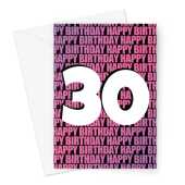 Happy 30th Birthday Card In Pink