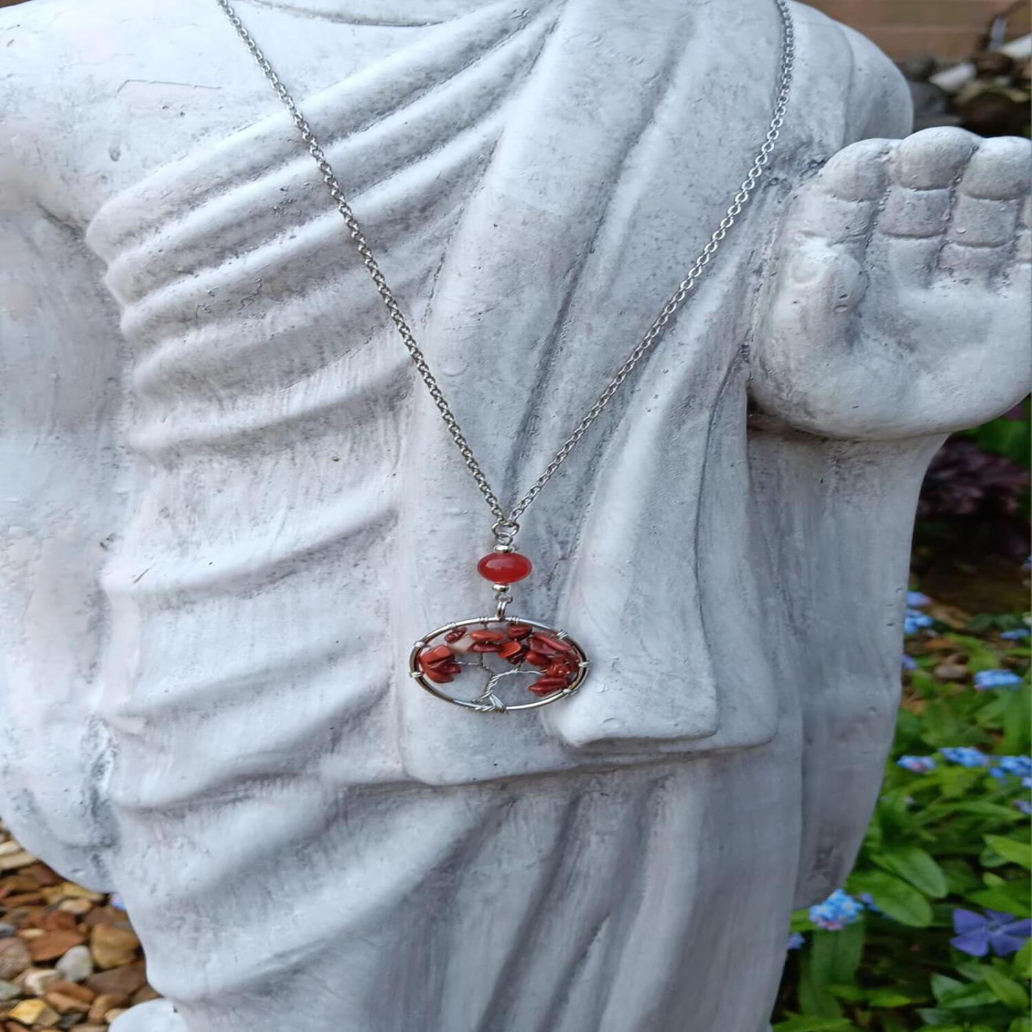 Red Jasper and Carnelian Necklace - Focusing