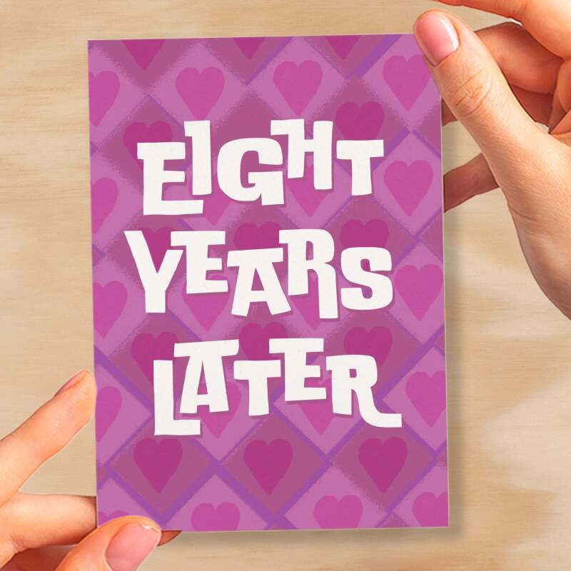 8th Wedding Anniversary Card For Wife Anniversary Card for Husband Anniversary Card For Boyfriend or Girlfriend Eighth Anniversary Gift - Large (5x7) / Blank Message