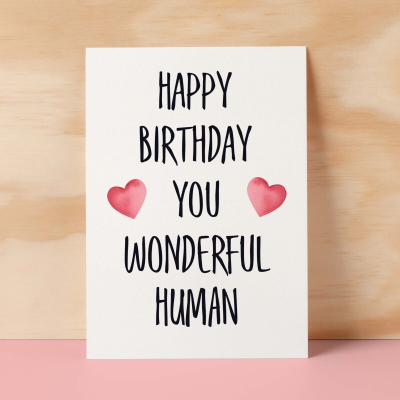 Birthday Card For Him Card For Friend Card For Husband Birthday Card For Her For Wife or Girlfriend Card For Boyfriend You Wonderful Human - Small (4x6) / Blank Message