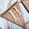 Personalised bunting with wooden letters for nursery decor. Name bunting. Wooden name sign. Wooden lettering. Wooden letters for wall - 1 letter - Oak flg/Walnut ltr