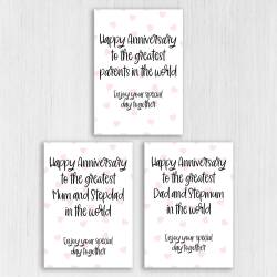 Happy anniversary to the greatest parents, Mum and Stepdad, Dad and Stepmum in the world from son, daughter (Size A6/A5/A4/Square 6x6") - A6: Single card