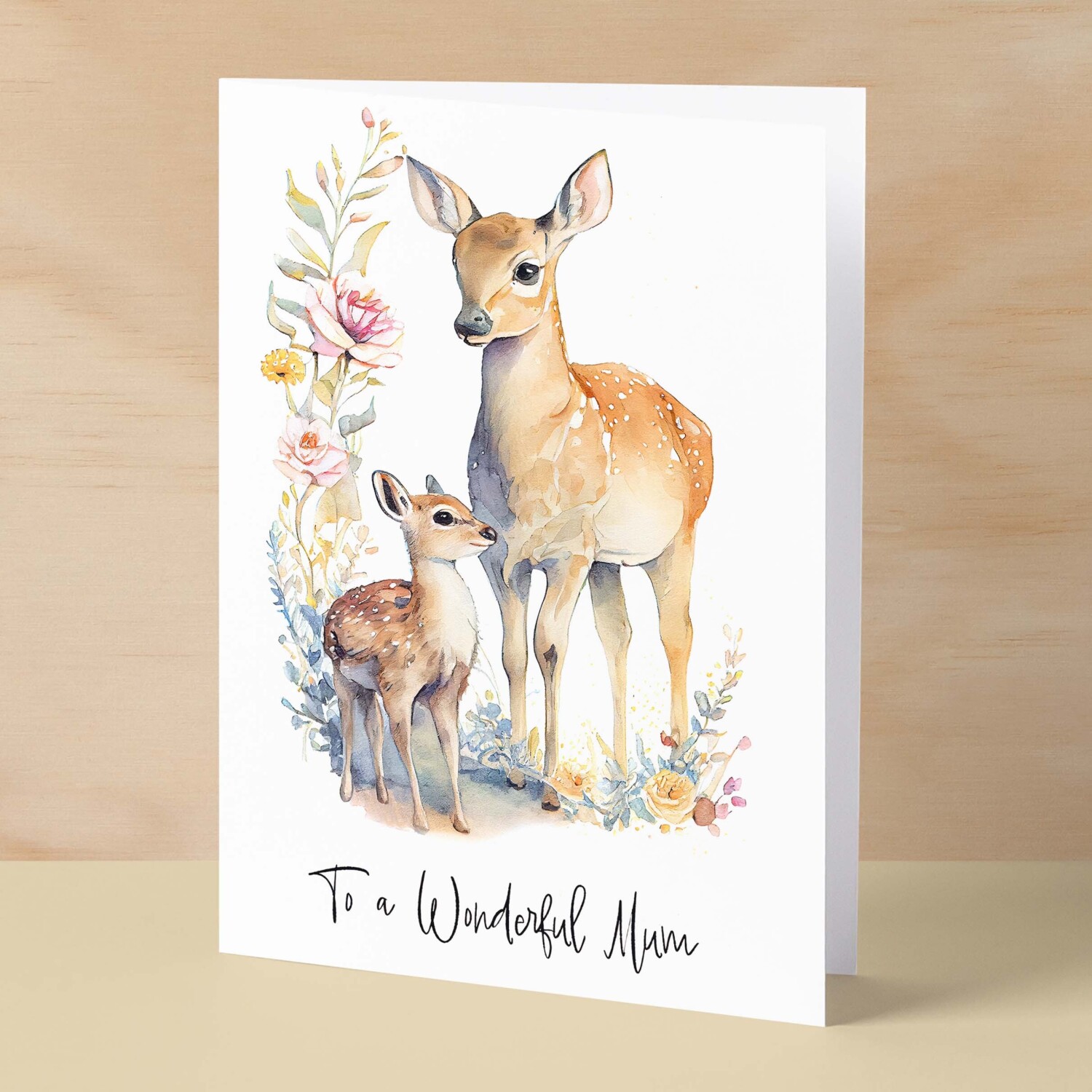 Birthday Card For Mum Card for Mothers Day Birthday Card For Her Birthday Gift For Mum Happy Birthday Card For Mum with Deer Illustration - Small (4x6) / Blank Message