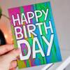 Rainbow paint splat, paint drips colourful, LGBTQ+, pride, gay, lesbian birthday card: Happy Birth Day (Size A6/A5/A4) - A6: Single card