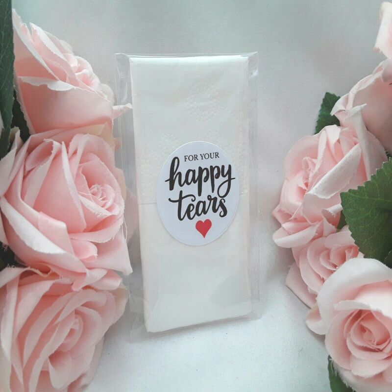 59p each (for 5 pkt+) Happy tears tissues,wedding tissues,wedding guest tissues - 1 pkt