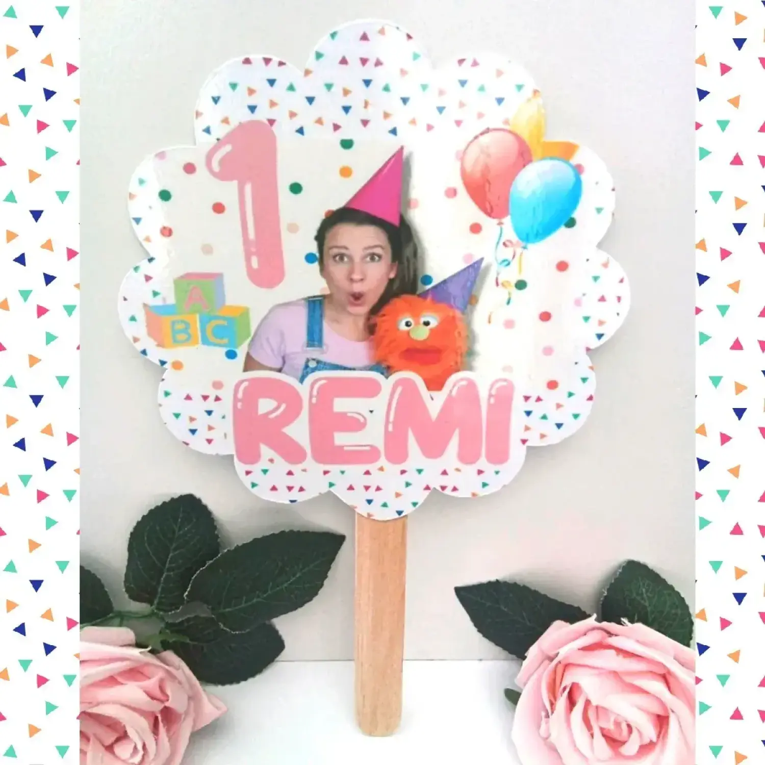 Unofficial Ms Rachel Person Inspired Cake Topper, Personalised Cake Topper - Pink