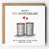 10 Year Anniversary Card, Tin Anniversary Card