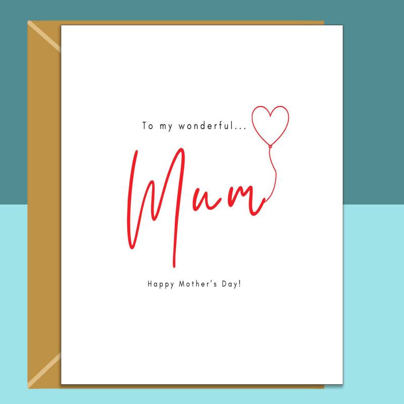 Mother's Day Card Personalised inside for your Mum - Perfect Greetings Card this Mothers Day - Blank inside - Regular