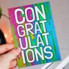 Rainbow paint splat, paint drips colourful congratulations, well done, exam results, graduation card: Con Grat Ulat Ions (Size A6/A5/A4) - A6: Single card