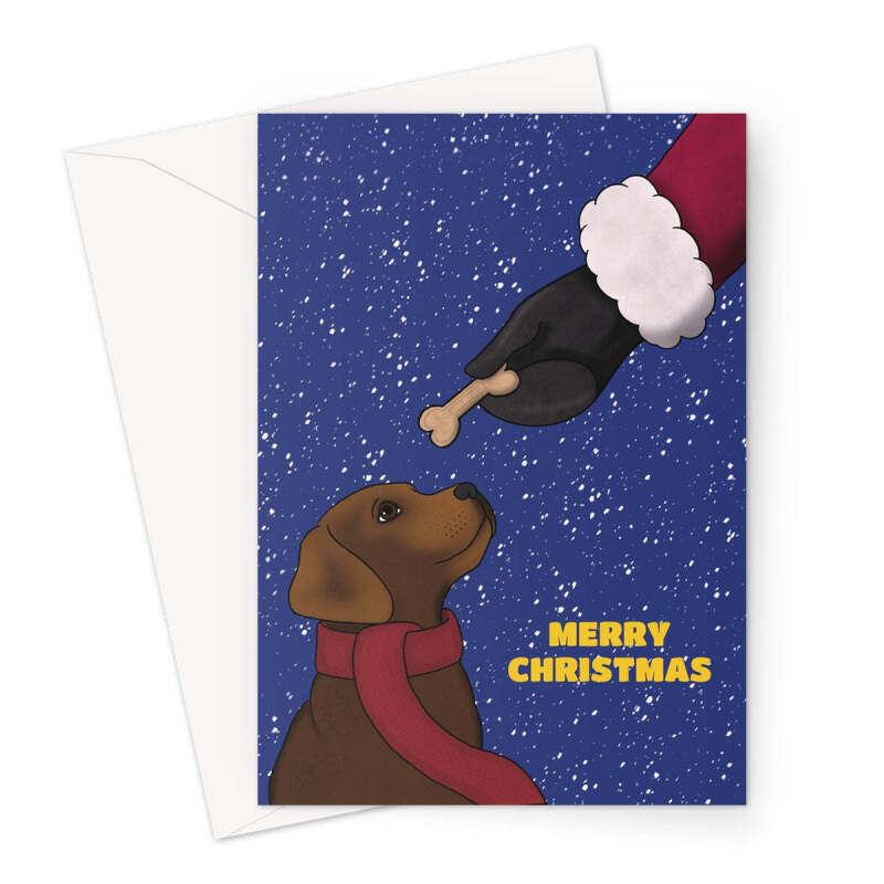 Chocolate Labrador Dog Christmas Card - A5 Portrait - 1 Card