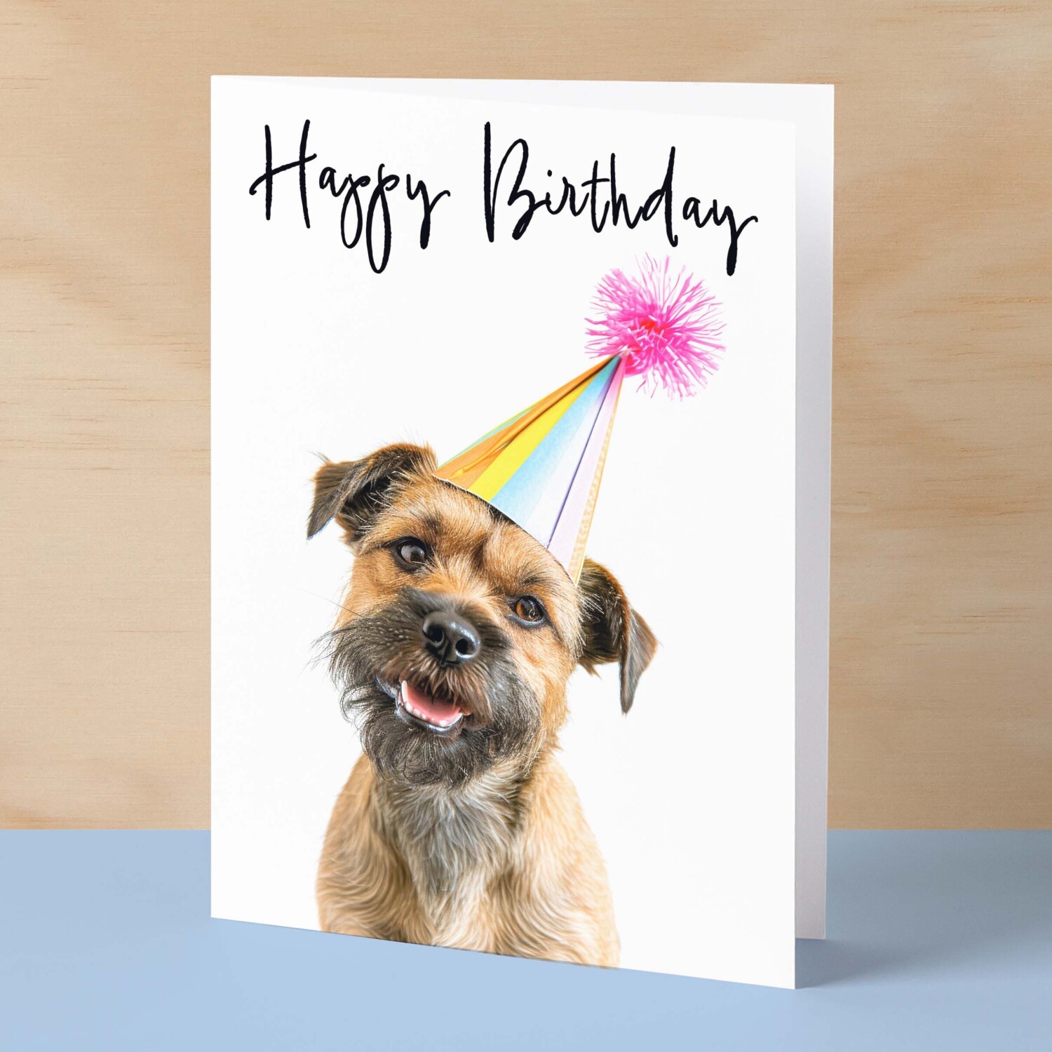 Birthday Card For Her Card For Friend Mum or Sister Birthday Card For Him Brother Dad Happy Birthday Card of Border Terrier Dog Card - Small (4x6) / Blank Message