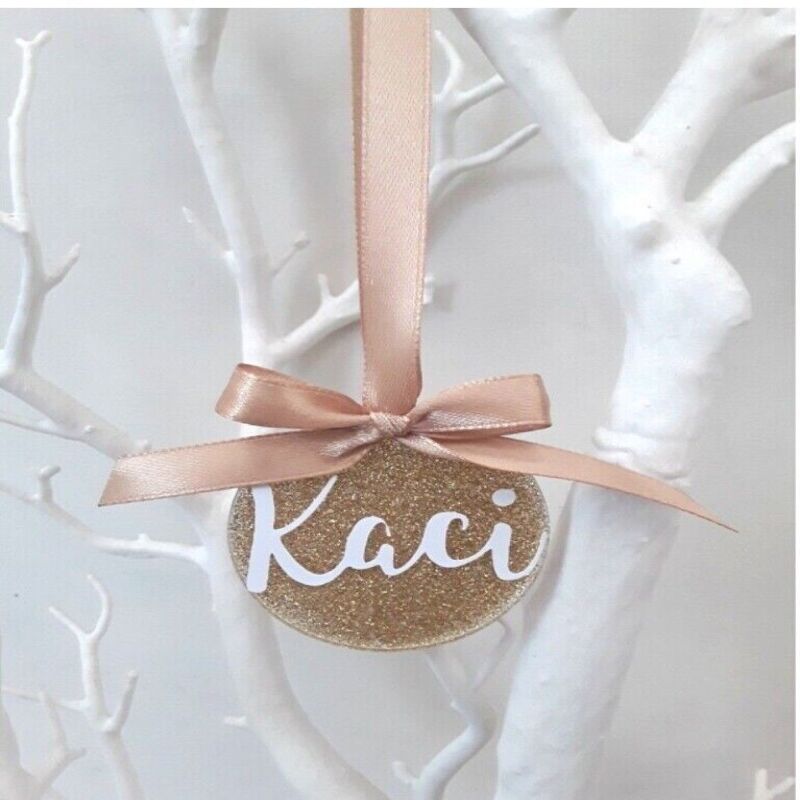 5cm Personalised Glitter Bauble,Personalised Christmas Tree Decoration,Tree Deco - No gift bag