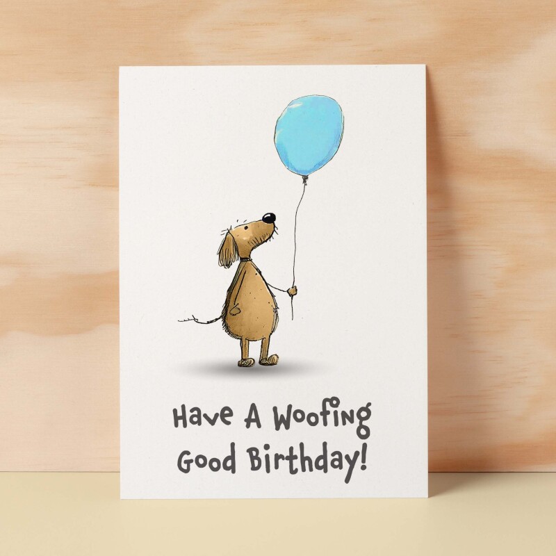 Birthday Card For Children Cute Dog Birthday Card For Child Card For Boy Birthday Card For Girl Woofing Good Fun Birthday Card For Kids - Small (4x6) / Blank Message