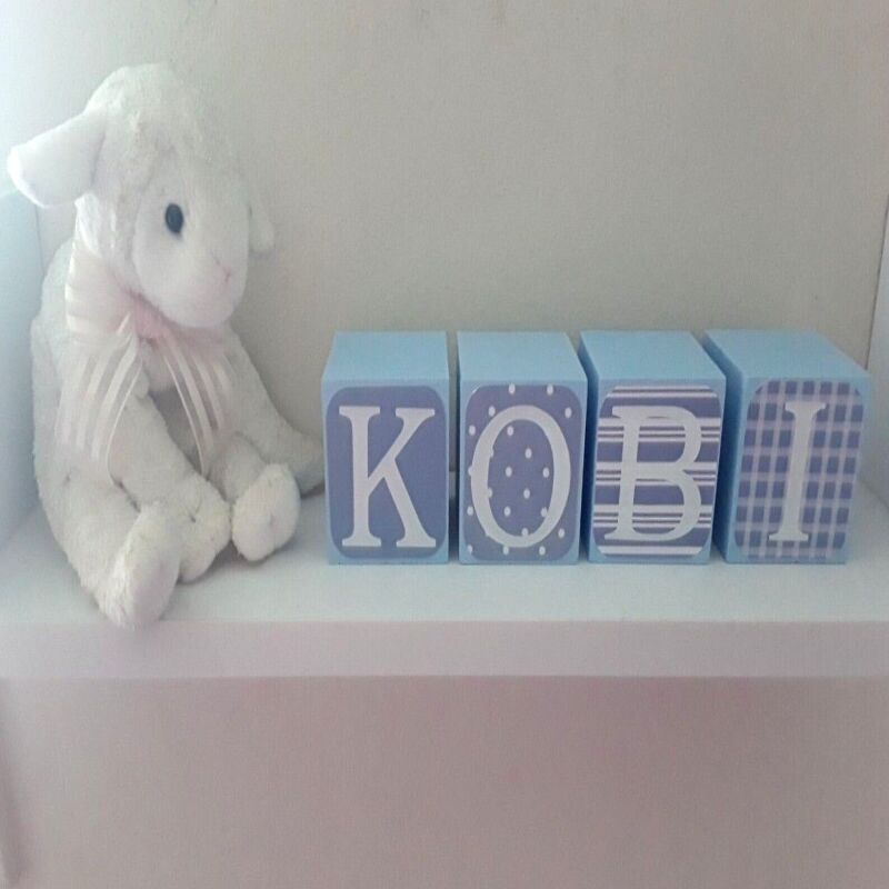 Personalised baby boy blocks,wood name blocks,new baby gift (MIN 3 ORDER) - 4cm