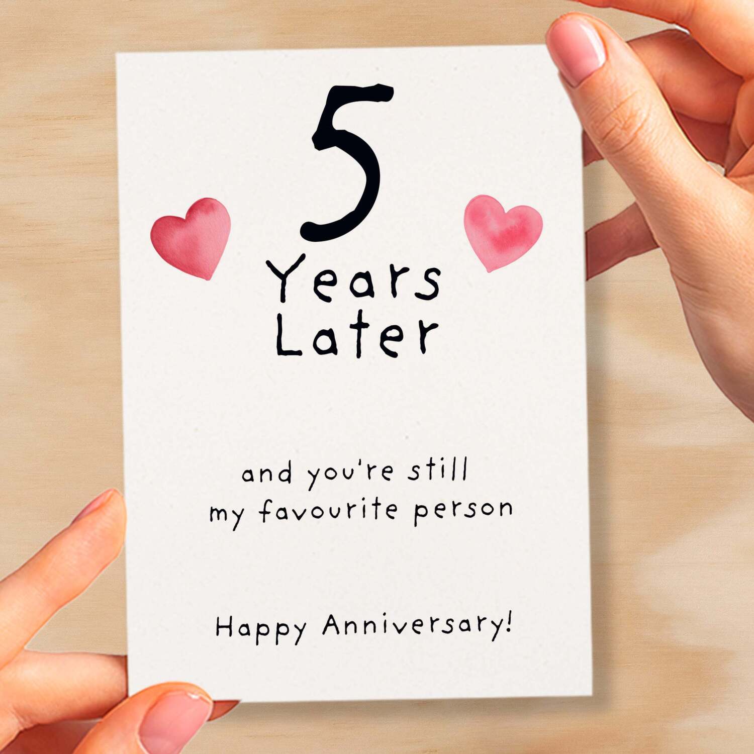 5th Wedding Anniversary Card For Wife Anniversary Card for Husband 5 Year Anniversary Card For Boyfriend or Girlfriend Fifth Anniversary - Large (5x7) / Blank Message