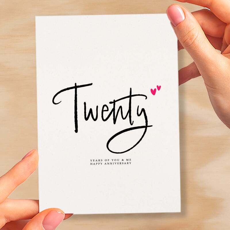 Twenty Year Anniversary Card For Husband 20 Year Anniversary Card Boyfriend or Girlfriend Wedding Anniversary Card For Wife - Small (4x6) / Blank Message