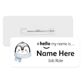 #hello my name is... Name Badge - Blue Scarf Penguin