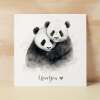 Anniversary or Valentine's Day Card For Wife Anniversary Card For Husband Boyfriend or Girlfriend Valentines Card For Him or Her Panda Love - Square (6x6) / Blank Message