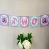 Unofficial Personalised Ms Rachel Bunting, Ms Rachel Bubblegum Party Decor - age ONE only (3 flags) - Lilac and blue