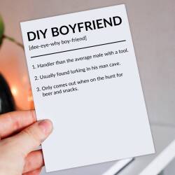 DIY Husband, Do It Yourself Husband, Boyfriend funny, humour dictionary definition anniversary card from spouse (Size A6/A5/A4/Square 6x6") - A6: Single card - Boyfriend