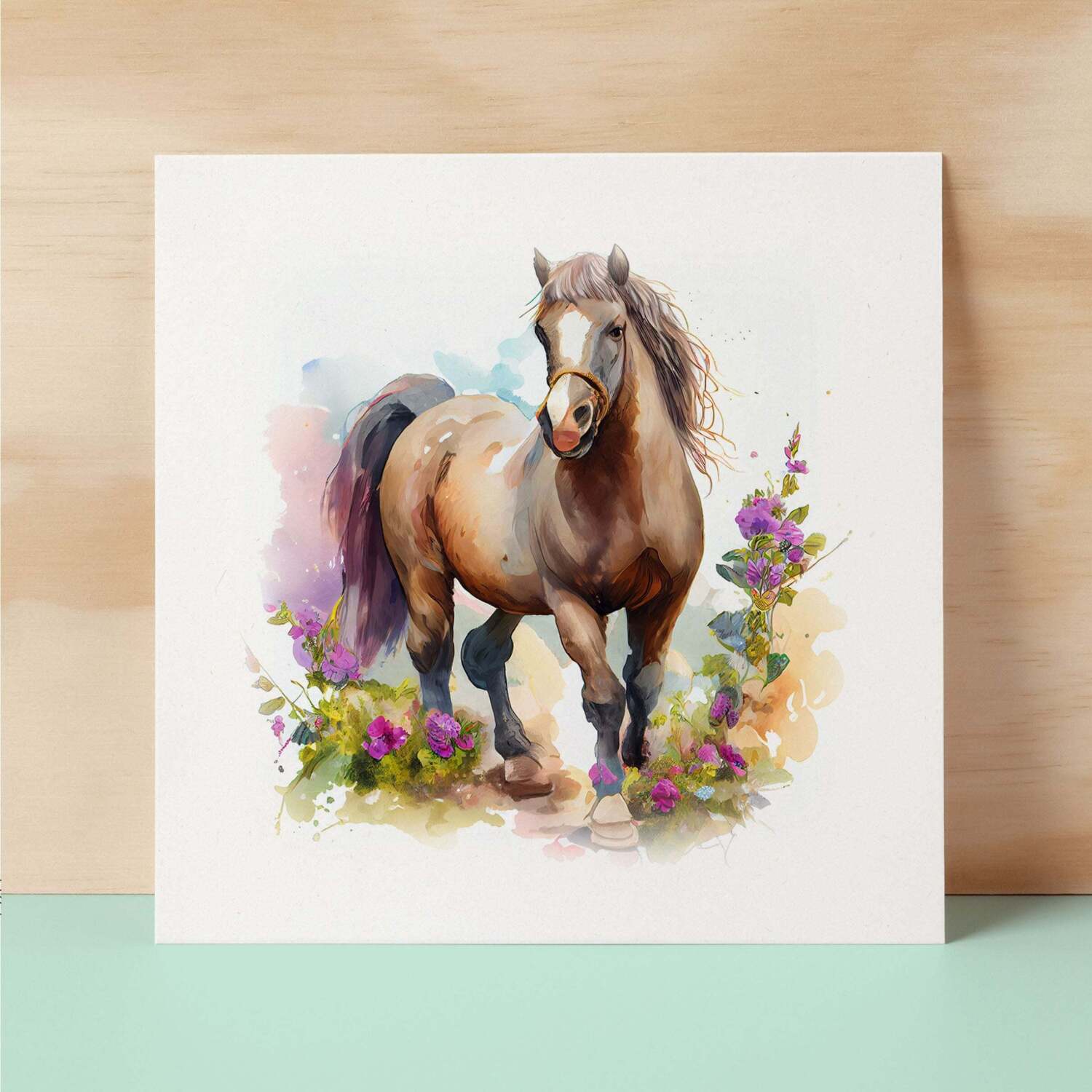 Notelet Card of a Horse For Anyone Any Occasion Card For Her or For Him Card For Birthday or Easter Card Thank You Card - Square (6x6) / Blank Message