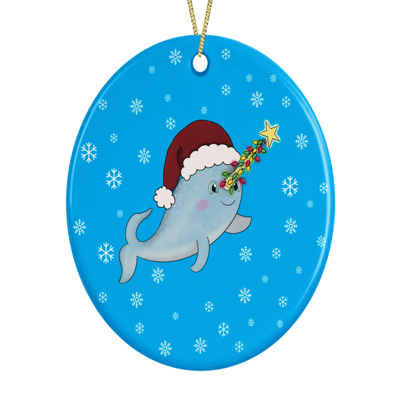 Narwhal Christmas Decoration For A Girl - blue