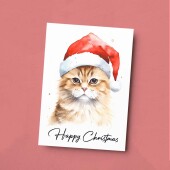 Cat Christmas Card Featuring A Ginger Cat Wearing a Santa Hat Fun Christmas Card For Him or Her Christmas Card For Anyone Christmas Gift