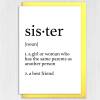 Dictionary definition of sister cute, heartfelt, sweet, best friend birthday card from brother, sibling (Size A6/A5/A4/Square 6x6") - A6: Single card