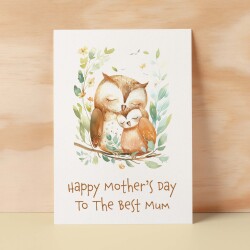 Mother's Day Card For Mum Cute Owls Mother's Day Mothers Day card Mothering Sunday Happy Mother's Day Card For Mom Mommy Mum Mummy - Small (4x6) / Blank Message