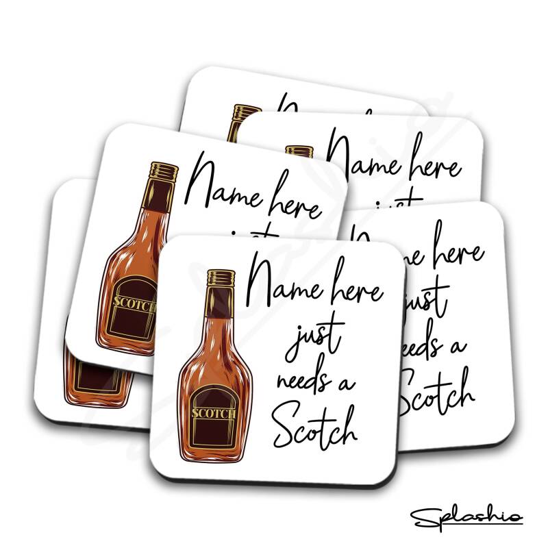 Scotch Coaster, Personalised, Drinks Mat, Personalised Drink Coaster Whisky, Whiskey Fathers Day gift, Christmas Coaster - Single Coaster