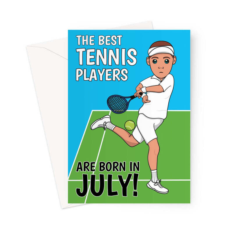 July Birthday Card For Man - Tennis Player Wimbledon - A5 Portrait - 1 Card