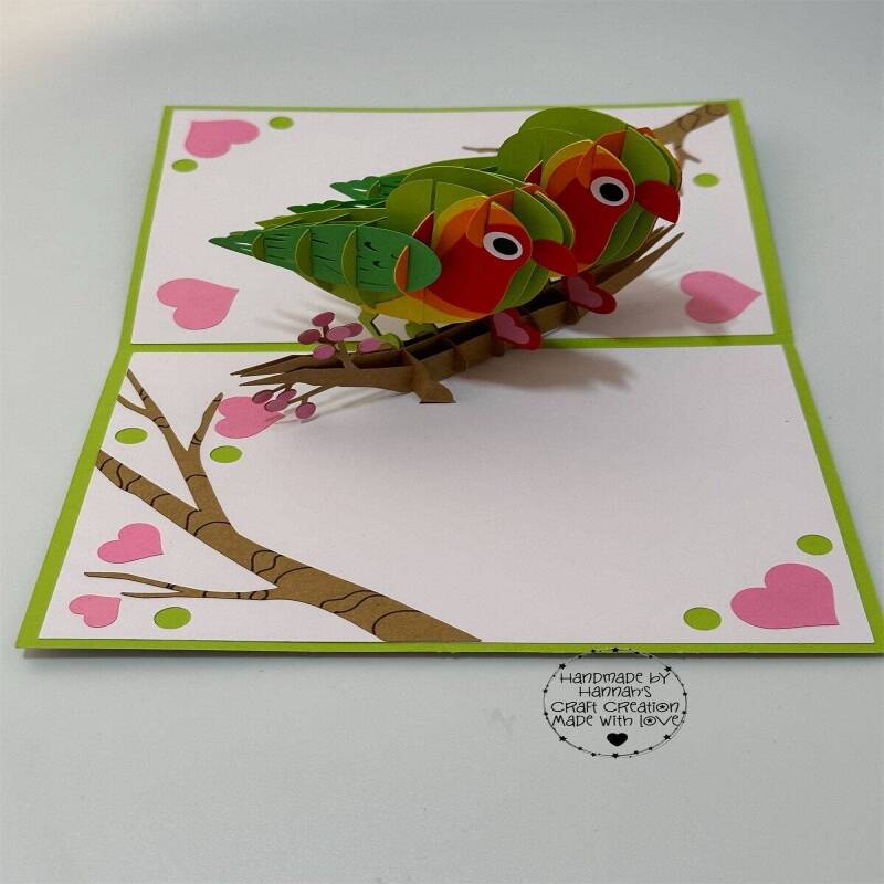 Handmade Love Birds Pop Up Card