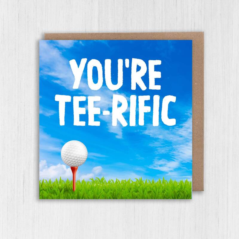 Golfer, golfing, golf pun, congratulations, well done, celebration card: You're terrific (Size A6/A5/A4/Square 6x6") - A6: Single card