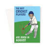 Cricket Player Birthday Card Born In August - A5 Portrait - 1 Card