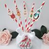 Christmas Paper Straws, Christmas Party Straws, Christmas Table Decor - Red & white stripe